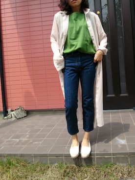 「羽織り」｜「アイテム（スリッポン）」を使った、うまさんさん（レディース・155cm）の夏コーディネート