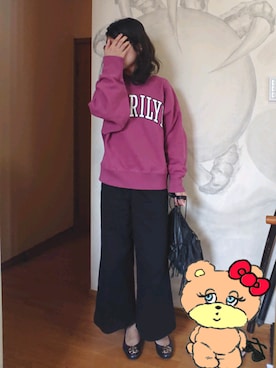 「切りっぱなし」｜「アイテム（スウェット）」を使った、うまさんさん（レディース・155cm）の秋コーディネート