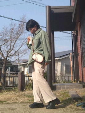 「COACH」｜「アイテム（デニムジャケット）」を使った、うまさんさん（レディース・155cm）の冬コーディネート