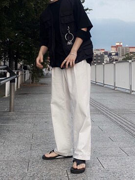 「Dickies（ディッキーズ）のアイテム（その他パンツ、ホワイト系）」を使った、shown17さん（メンズ・168cm）の夏コーディネート