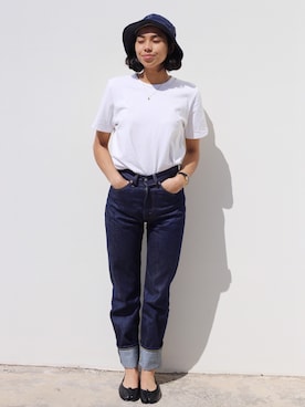 「701（ナナマルイチ）のアイテム」を使った、Jackie Pettittさん（レディース・170cm）の秋コーディネート