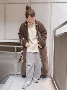 「select MOCA（セレクトモカ）のリンキングオーバーサイズタートルニット（ニット/セーター）」を使った、sumireさん（レディース・155cm）の冬コーディネート