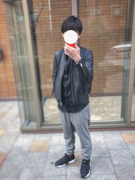「RAGEBLUE（レイジブルー）のアイテム（ライダースジャケット）」を使った、りばー@相互さん（メンズ・178cm）の春コーディネート