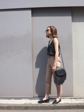 「Abercrombie&Fitch（アバークロンビーアンドフィッチ）のアイテム（キャミソール）」を使った、海弘さん（レディース・156cm）の夏コーディネート