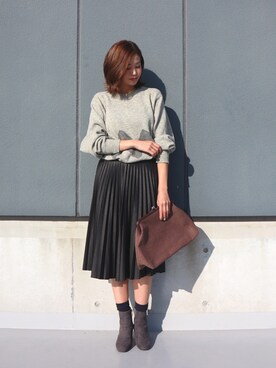 「FRAY I.D（フレイアイディー）のアイテム（クラッチバッグ）」を使った、海弘さん（レディース・156cm）の秋コーディネート