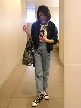 「spring」｜「アイテム（ノーカラージャケット）」を使った、海弘さん（レディース・156cm）の春コーディネート