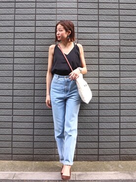 「Abercrombie&Fitch（アバークロンビーアンドフィッチ）のアイテム（キャミソール）」を使った、海弘さん（レディース・156cm）の夏コーディネート