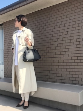 「NANO universe（ナノユニバース）のアイテム（トレンチコート）」を使った、海弘さん（レディース・156cm）の春コーディネート