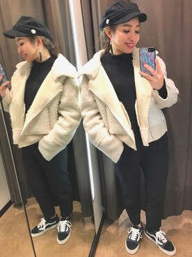 「EMODA（エモダ）のアイテム（スラックス）」を使った、ほさんさん（レディース・154cm）の冬コーディネート