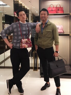 「ARMANI COLLEZIONI（アルマーニコレッツォーニ）のアイテム（スウェット、グレー系）」を使った、Sakai.Zさん（メンズ・184cm）の秋コーディネート