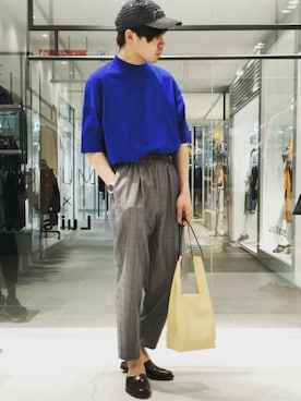「JULIEN DAVID（ジュリエンデビッド）のアイテム（帽子）」を使った、OGURA RYO さん（メンズ・173cm）の春コーディネート