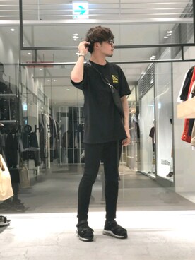 「Lui's（ルイス）のウルトラスキニーデニムパンツ（デニムパンツ、ブラック系）」を使った、OGURA RYO さん（メンズ・174cm）の夏コーディネート