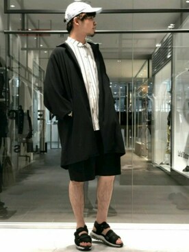 「JULIEN DAVID（ジュリエンデビッド）のアイテム（帽子）」を使った、OGURA RYO さん（メンズ・173cm）の夏コーディネート