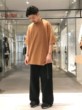 「Lui's（ルイス）のスーパービッグシルエットTシャツ（Tシャツ/カットソー、ホワイト系）」を使った、OGURA RYO さん（メンズ・174cm）の夏コーディネート