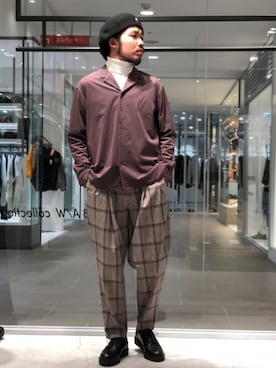 「FLAGSTUFF（フラグスタフ）のアイテム（ハンチング/ベレー帽）」を使った、OGURA RYO さん（メンズ・173cm）の秋コーディネート