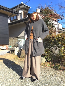 「archives（アルシーヴ）のアイテム（ノーカラージャケット）」を使った、にょんさん（レディース・167cm）の冬コーディネート