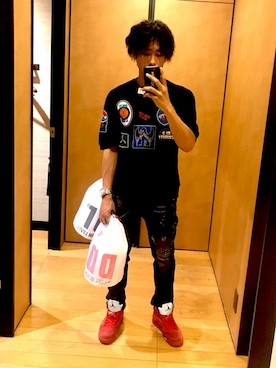 「off white（オフホワイト）のアイテム」を使った、TAIRAさん（メンズ・178cm）の夏コーディネート