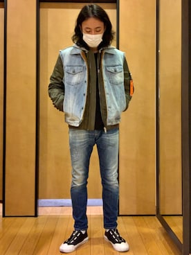 「DIESEL（ディーゼル）のアイテム（その他アウター）」を使った、TAIRAさん（メンズ・178cm）の冬コーディネート