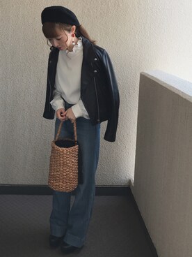 「DRWCYS（ドロシーズ）のアイテム（かごバッグ）」を使った、y♥︎さん（レディース・154cm）の春コーディネート