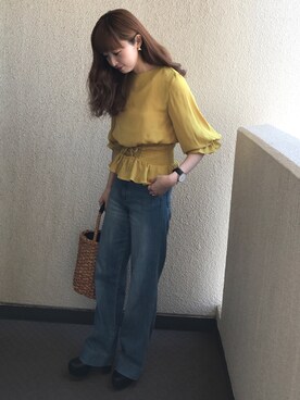 「DRWCYS（ドロシーズ）のアイテム（かごバッグ）」を使った、y♥︎さん（レディース・154cm）の春コーディネート