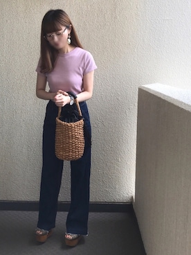 「DRWCYS（ドロシーズ）のアイテム（かごバッグ）」を使った、y♥︎さん（レディース・154cm）の夏コーディネート