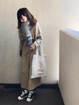 「mystic（ミスティック）のアイテム（ステンカラーコート）」を使った、y♥︎さん（レディース・154cm）の冬コーディネート