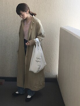 「mystic（ミスティック）のアイテム（ステンカラーコート）」を使った、y♥︎さん（レディース・154cm）の春コーディネート