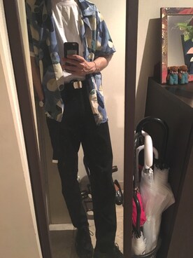 「Dr. Martens（ドクターマーチン）のDr.Martens (ドクターマーチン)/1461 3EYE GIBSON SHOES（その他シューズ）」を使った、けっきーさん（メンズ・179cm）の夏コーディネート