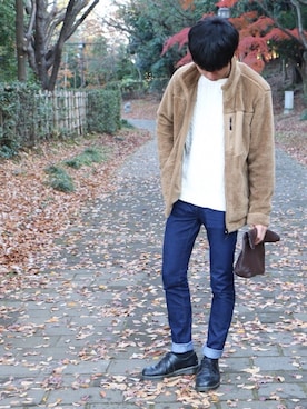 「Dr. Martens（ドクターマーチン）のDr.Martens (ドクターマーチン)/1461 3EYE GIBSON SHOES（その他シューズ）」を使った、けっきーさん（メンズ・179cm）の冬コーディネート