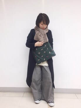 「archives（アルシーヴ）のアイテム（チェスターコート）」を使った、miki.さん（レディース・155cm）の冬コーディネート