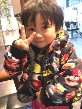 「JAM（ジャム）のアイテム（ジャケット/アウター）」を使った、こりなさん（キッズ・90cm）の冬コーディネート