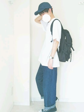 「アイテム（腕時計、パープル系）」を使った、おしんさん（メンズ・172cm）の春コーディネート