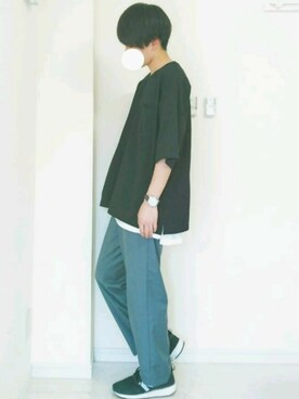 「アイテム（腕時計、パープル系）」を使った、おしんさん（メンズ・172cm）の夏コーディネート