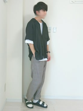 「アイテム（腕時計、パープル系）」を使った、おしんさん（メンズ・172cm）の夏コーディネート