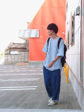 「アイテム（腕時計、パープル系）」を使った、おしんさん（メンズ・172cm）の夏コーディネート