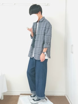 「アイテム（腕時計、パープル系）」を使った、おしんさん（メンズ・172cm）の秋コーディネート