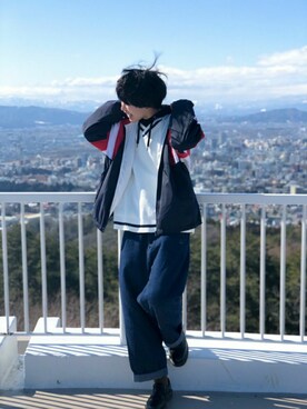 「レイヤードstyle」｜「アイテム（ナイロンジャケット）」を使った、おしんさん（メンズ・172cm）の冬コーディネート