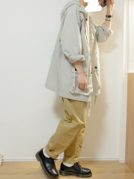 「UNIQLO（ユニクロ）のエアリズムコットンオーバーサイズTシャツ（5分袖）（Tシャツ/カットソー）」を使った、おしんさん（メンズ・173cm・20代）の春コーディネート