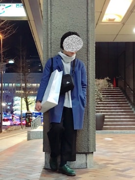 「アイテム（ドレスシューズ、グリーン系）」を使った、トミーさん（メンズ・168cm）の冬コーディネート