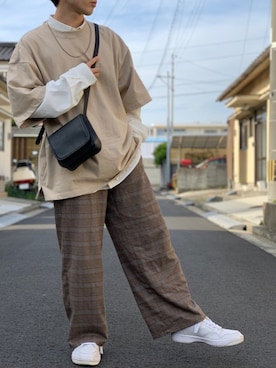 「Champion（チャンピオン）のアイテム（シューズ）」を使った、流南(ルナ)さん（メンズ・163cm）の春コーディネート