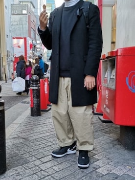 「Supreme （シュプリーム）のSupreme x Comme Des Garçons SHIRT x NIke Air Force 1（スニーカー、ブラック系）」を使った、y0ngさん（メンズ・180cm）の春コーディネート