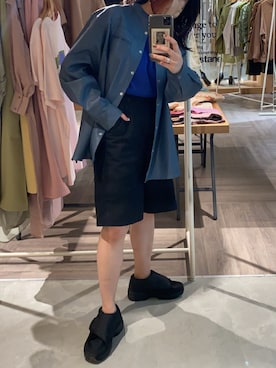 「Kastane（カスタネ）のアイテム（ノーカラージャケット）」を使った、zakkyさん（レディース・151cm）の秋コーディネート