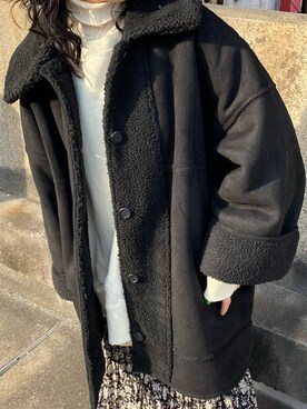 「Kastane（カスタネ）のアイテム（ムートンコート）」を使った、zakkyさん（レディース・151cm）の冬コーディネート