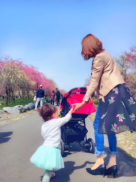「花柄」｜「アイテム（その他アウター）」を使った、★airi.ss★♡♡さん（キッズ・80cm）の春コーディネート
