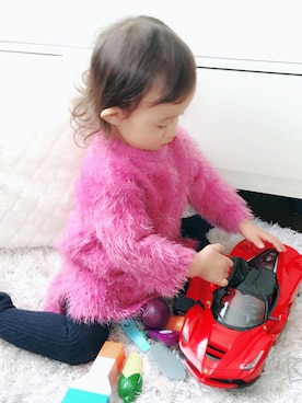 「アイテム（タイツ/ストッキング、ブルー系）」を使った、★airi.ss★♡♡さん（キッズ・80cm）の秋コーディネート