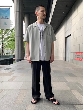 「RECOMMEND  ITEM STYLING」｜「アイテム（スラックス）」を使った、Ryunosuke Nakayamaさん（メンズ・179cm）の夏コーディネート