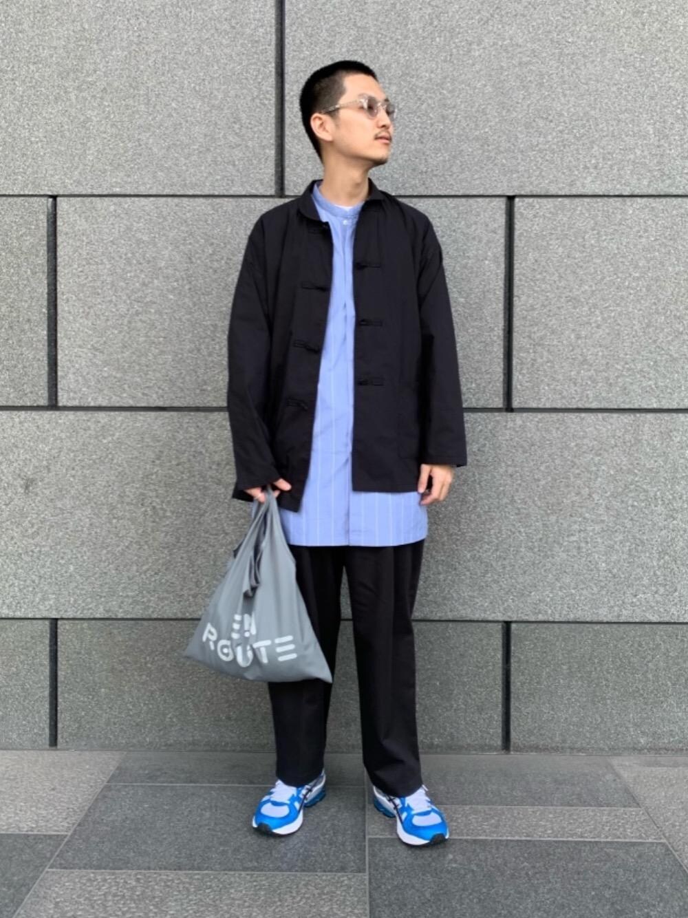 「WIDE SILHOUETTE STYLE」｜「EN ROUTEの＜EN ROUTE（アンルート）＞コットンストライプ ロング バンドカラー（シャツ/ブラウス、その他）」を使った、Ryunosuke Nakayamaさん（メンズ・179cm）の夏コーディネートの1枚目の写真