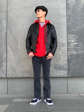 「MONKEY TIME（モンキータイム）のアイテム（パーカー）」を使った、Ryunosuke Nakayamaさん（メンズ・179cm）の春コーディネート