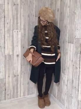 「GRL（グレイル）のアイテム（ピアス（両耳用））」を使った、pecopecoさん（レディース・157cm）の冬コーディネート