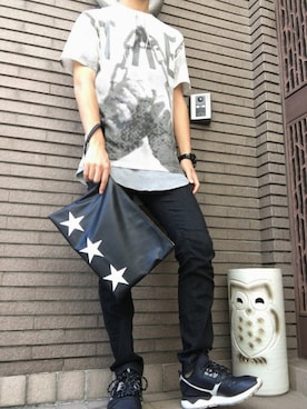 「DANKE SCHON（ダンケシェーン）のアイテム（バッグ）」を使った、TOMO.さん（メンズ・175cm）の夏コーディネート